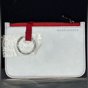 Marc Jacobs Red and Silver Key Card Holder